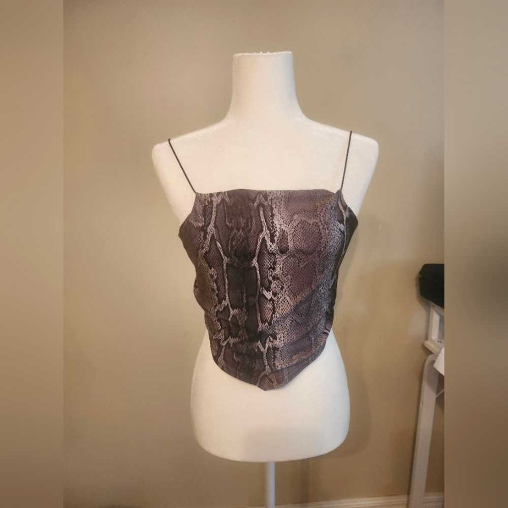 Y2K Street Code Snakeprint Backless Top